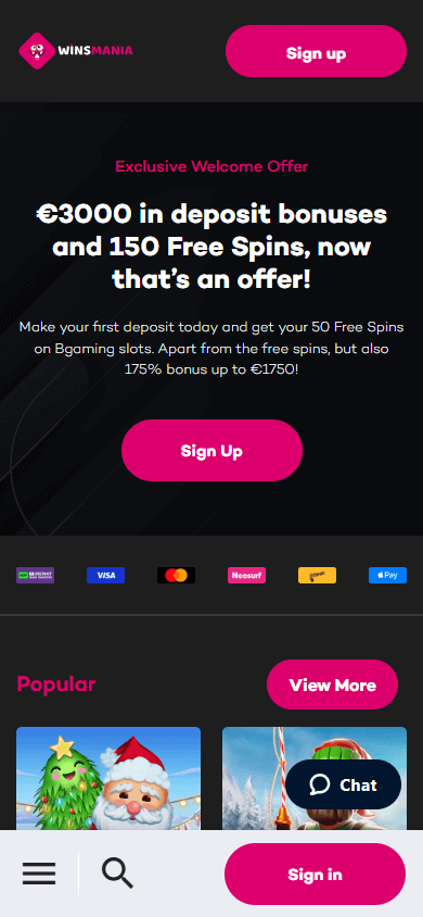 Winsmania Casino Mobile screenshot